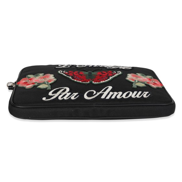 Gucci Black Embroidered Techno Canvas Pouch - Picture 5 of 7